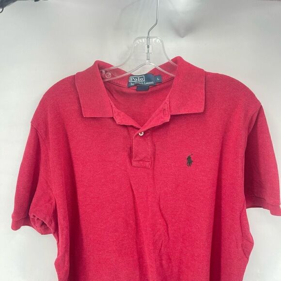 Polo Ralph Lauren Mens Polo Shirt 100% Cotton Logo Short Sleeve Large Red - Picture 5 of 8